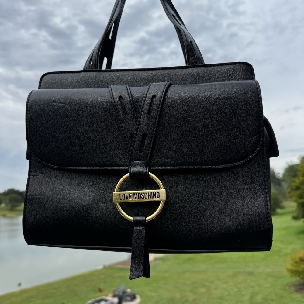 Moschino Women's Black Leather Purse Handbag Crossbody Satchel *Read